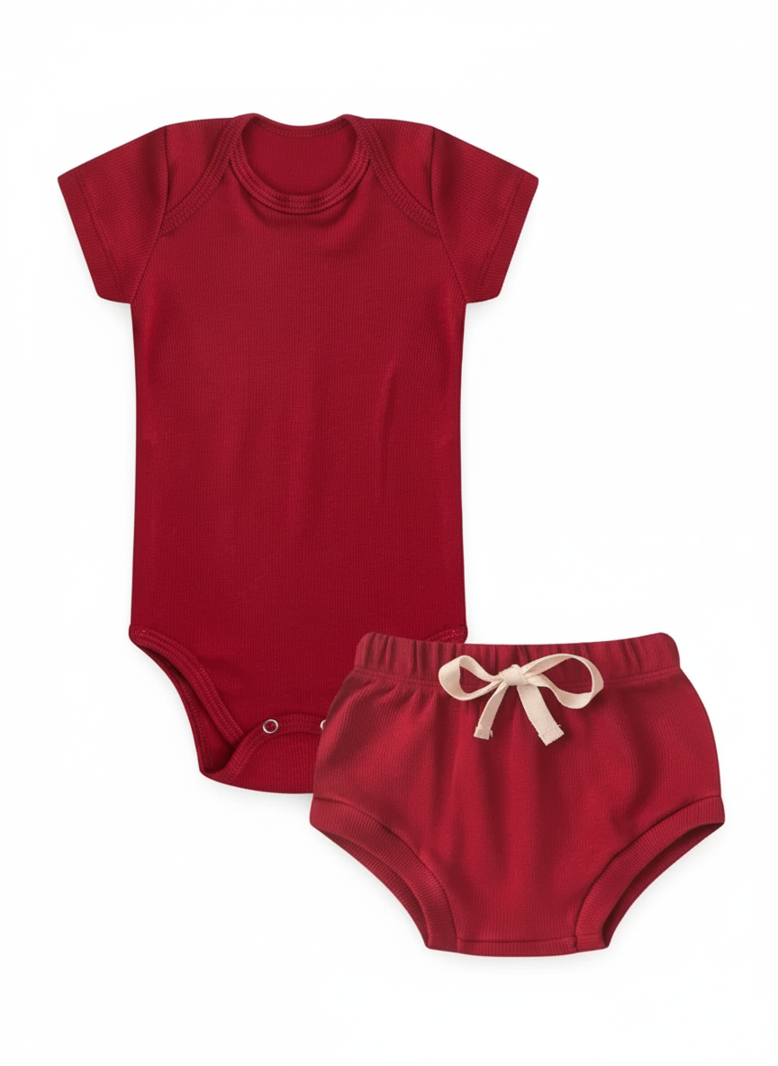 Conjunto Body e Tapa-Fralda em Malha Canelada- Piccoli Tesori