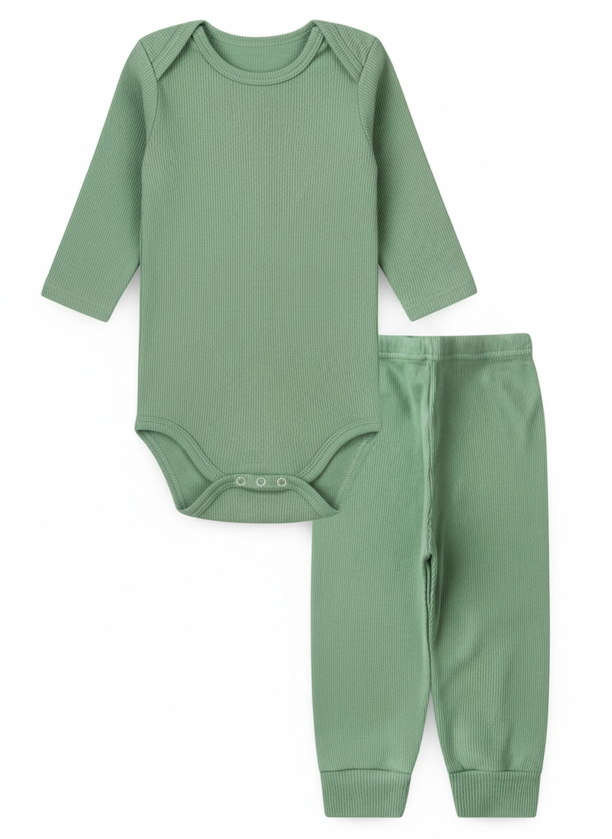 Conjunto Body e Calça em Malha Canelada-Piccoli Tesori