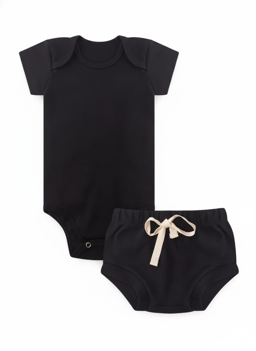 Conjunto Body e Tapa-Fralda em Malha Canelada- Piccoli Tesori