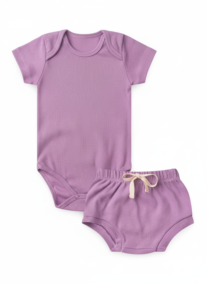 Conjunto Body e Tapa-Fralda em Malha Canelada- Piccoli Tesori