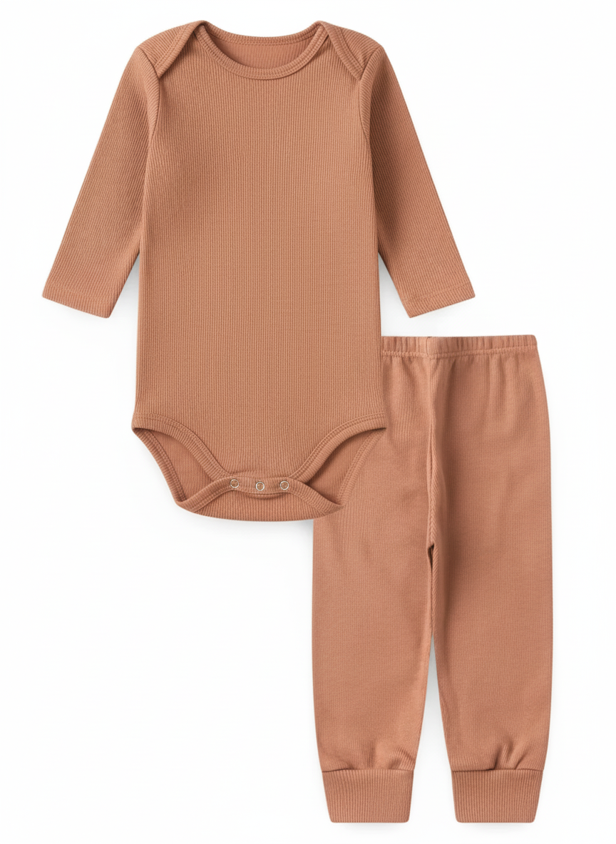 Conjunto Body e Calça em Malha Canelada-Piccoli Tesori