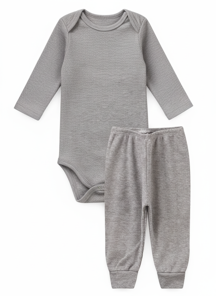 Conjunto Body e Calça em Malha Canelada-Piccoli Tesori