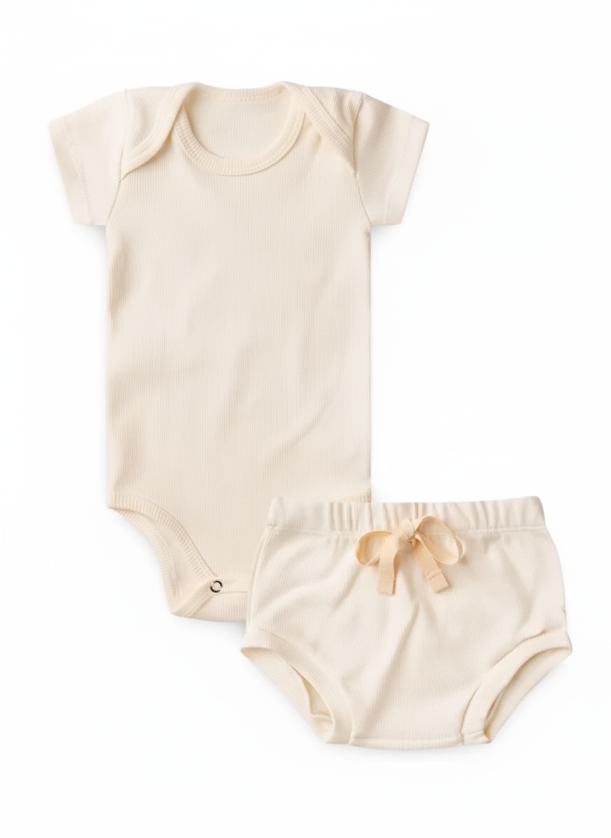 Conjunto Body e Tapa-Fralda em Malha Canelada- Piccoli Tesori