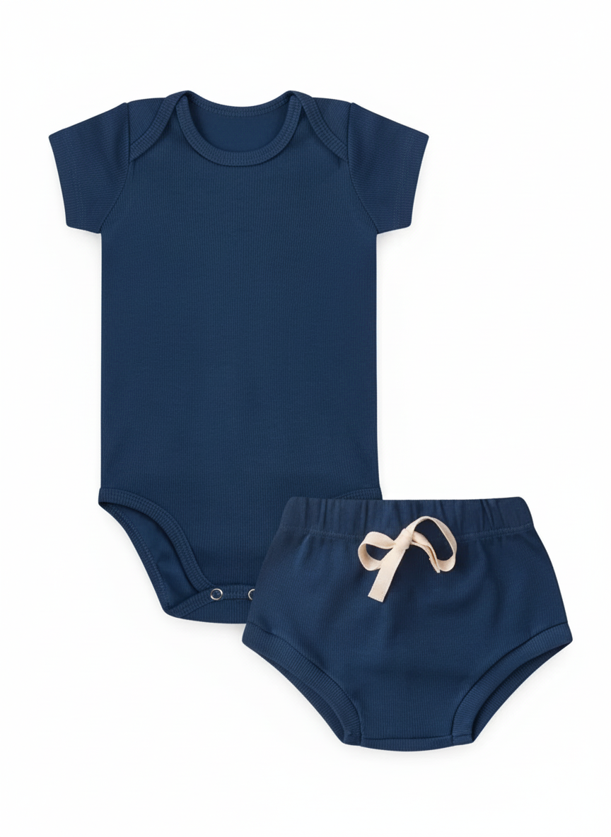 Conjunto Body e Tapa-Fralda em Malha Canelada- Piccoli Tesori