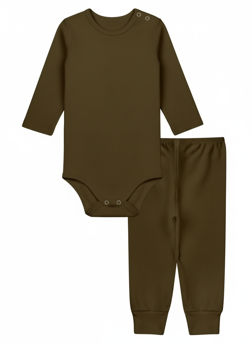 Conjunto Body e Calça em Malha Canelada-Piccoli Tesori