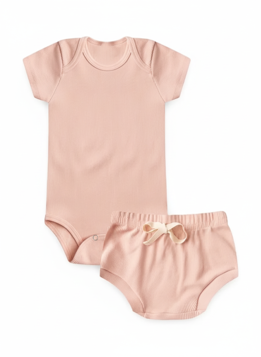 Conjunto Body e Tapa-Fralda em Malha Canelada- Piccoli Tesori