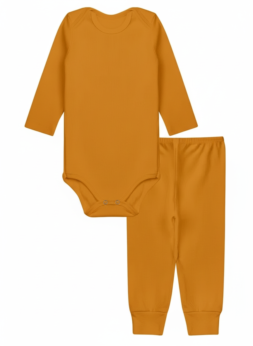 Conjunto Body e Calça em Malha Canelada-Piccoli Tesori