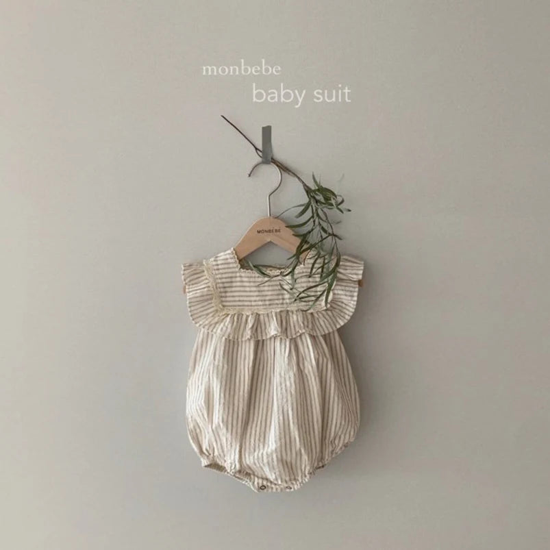 Romper Listrato Vintage com Rendas – Piccoli Tesori