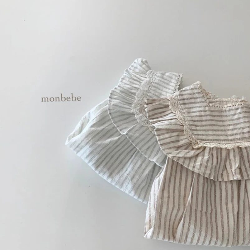 Romper Listrato Vintage com Rendas – Piccoli Tesori