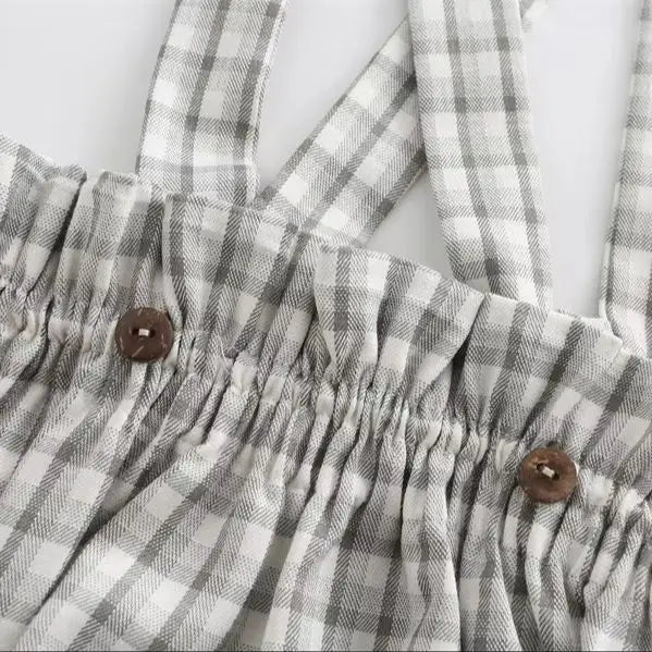 Macacão Xadrez Unissex Sem Mangas – Piccoli Tesori