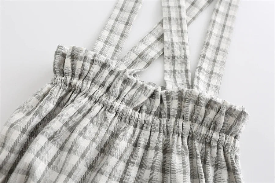 Macacão Xadrez Unissex Sem Mangas – Piccoli Tesori