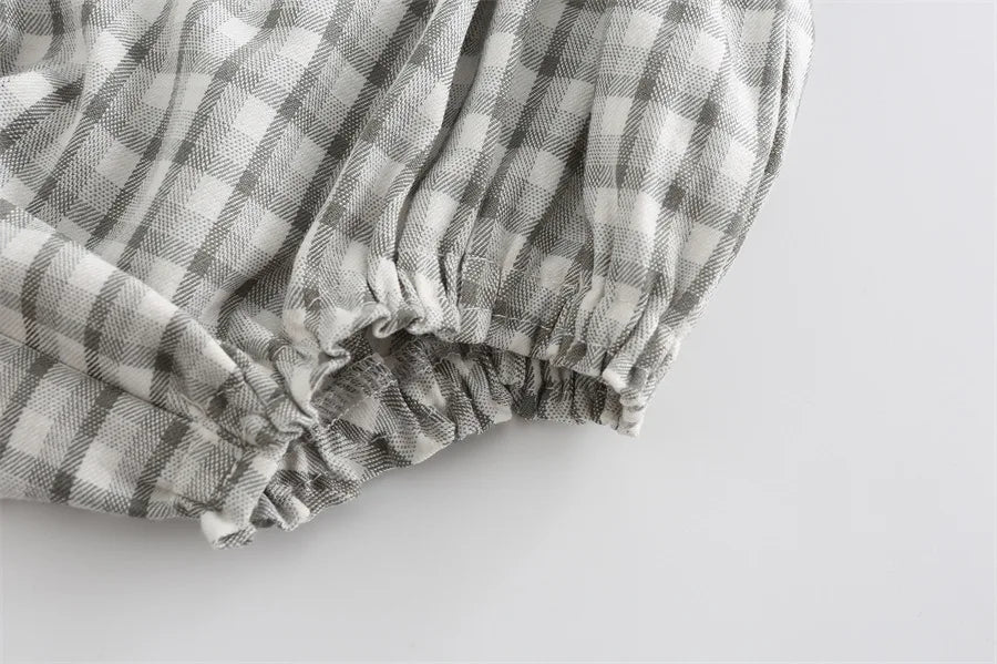 Macacão Xadrez Unissex Sem Mangas – Piccoli Tesori