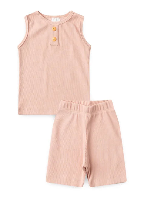 Conjunto Regata Peitilho & Shorts Canelado Rosa  – Piccoli Tesori