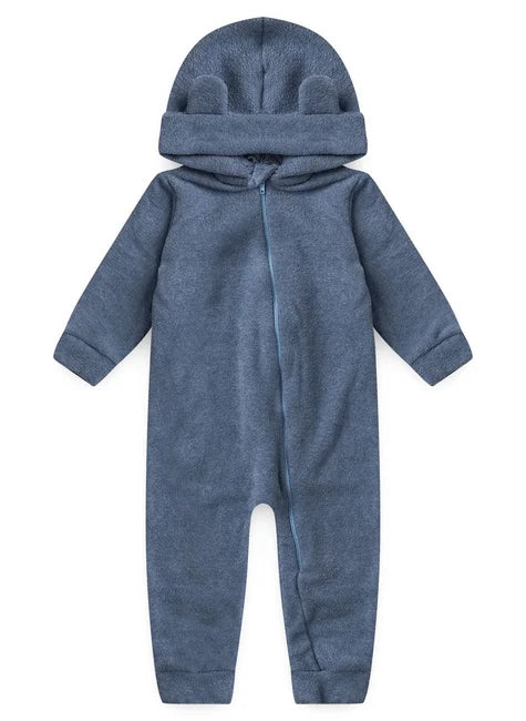 Macacão Plush com Capuz Orelhinha – Azul Marinho – Piccoli Tesori